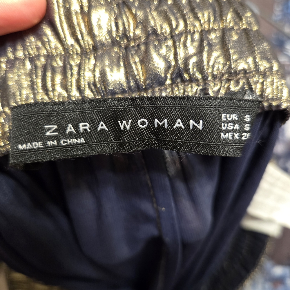 Zara Gold Metallic Lightweight Party Pants Size Small - Picture 6 of 6
